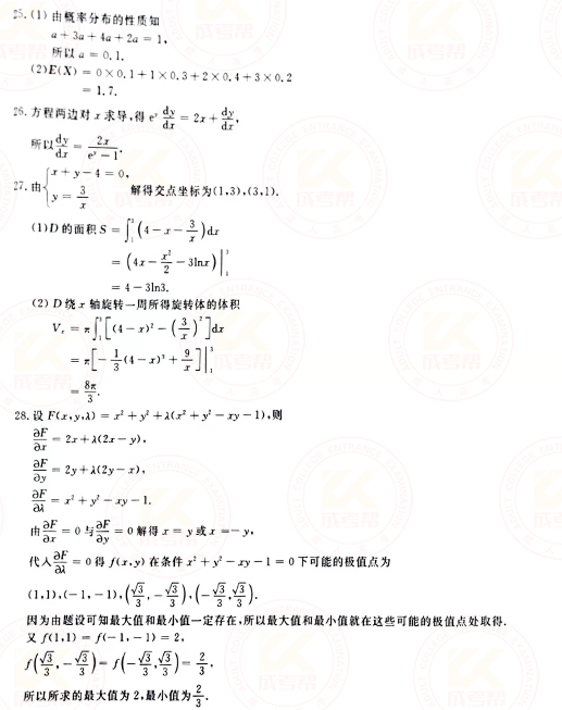 2021年成人高考專升本高數(shù)(二)真題及答案！-8