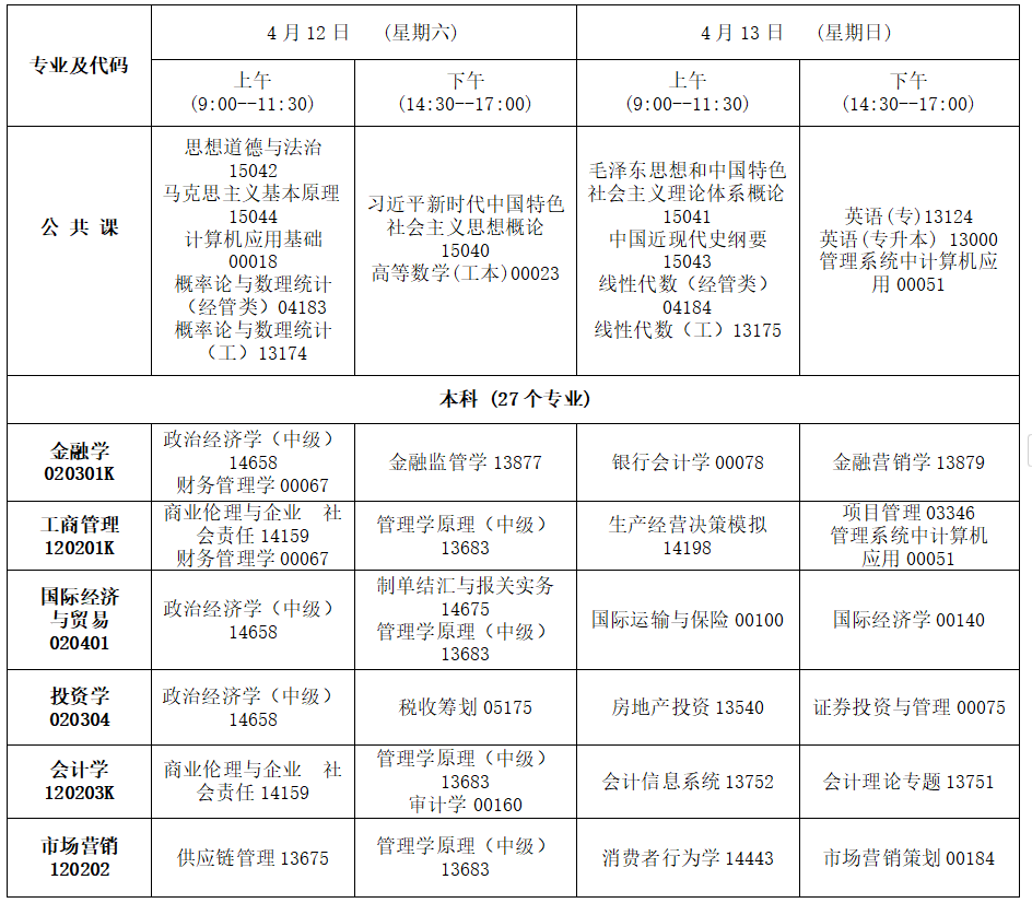 2025年4月?吉林省自考考試安排 2025年4月?吉林省自考考試安排
